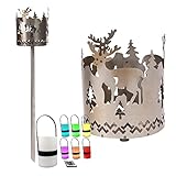 Gartenfackel RGB LED Leuchte Motiv Hirsch - Rost Lampe Gartenlampe RGB LED Leuchte für draußen Gartenleuchte Fackel Garten