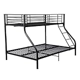 FetiNes Etagenbett Metall 140x200cm 90x200cm Stockbett Hochbett Metallbett Bettgestell Doppelstockbett Schlafzimmerbett Jugendbett mit Lattenrost, Schwarz