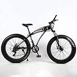 GLJY Fat Tire Adult Mountainbike, leichte Cruiser-Bikes mit hohem Kohlenstoffgehalt, Beach Snowmobile Herrenfahrrad, Doppelscheibenbremse 26-Zoll-Räder,Schwarz,7speed