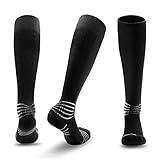 YOETEY Fußball Socken 1 Paar, Anti-Rutsch Fußballsocken Kinder Fussball Socken Männer, Kniehohe Sportsocken für Fußball Training (Schwarz 35-39)