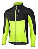 INBIKE Fahrradjacke Laufjack Softshelljacke warm winddicht wasserdicht MTB Laufen Joggen Bergsteigen Herren Stehkragen mit 2 Taschen Grün&Schwarz (Grün,3XL)