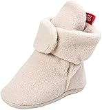 TMEOG Unisex-Baby Neugeborenes Fleece Booties Bio Baumwoll-Futter und rutschfeste Greifer Winterschuhe (C_Beige, 6_Months)