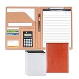 KARMIO Portfolio Padfolio Organizer Ordner Konferenzmappe A4 Ledermappe Schreibmappe Business Aktenmappen Portfolio Perfekt Fur Konferenz Interview Rede (Color : Brown)