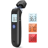 Femometer Ohrthermometer Stirnthermometer für Erwachsene und Kinder, digitales Fieberthermometer 3 in 1 kontaktlos Infrarot Thermometer mit Fieberalarm, Speicherfunktion, Schwarz