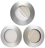 Scandinavian home 3er Set LED Einbaustrahler 60mm - 70mm I Badezimmer geeignet I warmweiß 230V CRI 90 4,8W 450lm 3000K 68mm I Edelstahldesign mit Milchglas I LED Spot Deckeneinbauleuchte flach