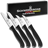 4er Messer-Set gerade + gebogene Klinge Solingen / Gemüsemesser Scharf Küchenmesser Schälmesser Allzweckmesser / Rostfrei Spülmaschinengeeignet