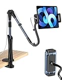 90cm Tablet Handy Halterung [aufgerüstet], PEMOTech Tablet Ständer Flexibler Arm mit 360° Drehung, Schwanenhals Tablet Halterung kompatibel für ipad Pro,Handy,Switch,Samsung Tabs Mehr 4-12,9'' Geräte