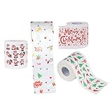 TOYANDONA Weihnachten Toilettenpapier Weihnachten Toilettenpapier Weihnachtsmann Rolle Papierserviette Handtücher für Weihnachten Party Mittagessen Abendessen 4 Rollen