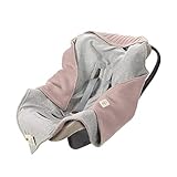 LÄSSIG Baby Strickdecke für Autositz Autositzdecke Einschlagdecke Babyschale 100% Bio-Baumwolle GOTS dusky pink