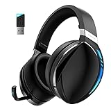 SLuB Gaming Headset, 3.5 mm kabelgebundenes Gaming Headset, faltbares kabelloses Bluetooth Headset, Surround-Sound, HD Mikrofon, Keine Verzögerungsrate, Bunte LED Lichter, geeignet für PC/PS5/PS4