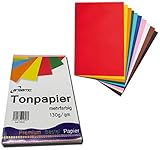 Brigamo 200 Blatt Tonpapier Bastelpapier A4 Farbig Sortiert 130 g / qm