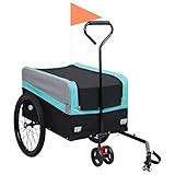 ANGYANG 2-in-1 XXL Fahrradanhänger & Trolley, Hundeanhänger, Hundewagen, Hundefahrradanhänger, Comfort Wagon, Fahrrad Anhänger Tier, Fahradanhängerrad, Blau Grau Schwarz