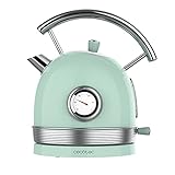 Cecotec ThermoSense Elektrischer Wasserkocher 420 Light Green. 1, 8 Liter Fassungsvermögen, 2200 W, Temperaturmessung, Basis 360 Grad, Edelstahl, Vintage-Stil, Grün, 01483