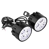 2 stücke motorrad scheinwerfer scheinwerfer led lampe, 12 v 24 watt wasserdicht fahrlicht nebelscheinwerfer mit 4 led weißes licht 3000lm für motorrad e-bike (schwarz)