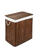 PANA ECO Bambus Wäschekorb mit Deckel • Wäschebox Holz Wäschesack • Faltbarer Wäschesammler • Badezimmer Wäschetruhe • 100% Bambus • Farbe: Braun • Größe: 72L (40 x 30 x 60 cm)