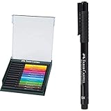 Faber-Castell 267421 - Tuschezeichner Pitt Artist Pen brush, 12-er Packung, Basic & 167099 - Tuschestift Pitt artist Pen, Strichstärke XS, Farbe 199, Schwarz