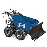 Scheppach Benzin Dumper DP3000 inkl. Schneeschild - 300kg | 5,6 PS | 3-Vorwärts-/1-Rückwärtsgang | Allradantrieb | Muldenkipper Mini Motor-Schubkarre | Schneeschieber Schneefräse Schneeräumer