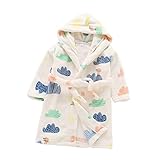 TOKYMOON Bademantel Kinder mit Kapuze für Jungen Mädchen Bademäntel Morgenmantel warmen und weichen Pyjama Nachtwäsche Jungen Flanell Fleece Bademantel Kleinkind Hoodie Roben Weiß 120