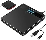 Externes CD DVD Laufwerk USB 3.0 Type-C DVD CD ROM Brenner mit SD/TF Kartenleser & 2 USB,Tragbar DVD-Laufwerk Optical Drive für Laptop PC Windows 11 10 Mac MacBook Air Apple iMac ASUS