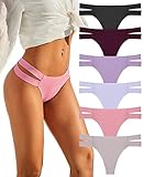 FINETOO 6er Pack Seamless String Tanga Damen Sexy Dessous Slip Nahtlos Hipster Unterhosen Tangas Set Unterwäsche Bequem Frauen Mehrfarbig S-XL