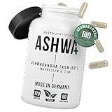 Ashwagandha mit Zink, Magnesium & Vitamin B6 - Hochwertiger Bio Rohstoff KSM-66® - 120 Kapseln hochdosiert mit 600mg Ashwa Wurzelextrakt pro Tagesdosis - 100% pflanzlich & 30mg Withanolide