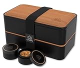 Umami Bento Box für Erwachsene/Kinder, neue Premium Edition, 1 Soßentöpfe & 4 Bestecke, Lunch Box für Männer/Frauen, 2 Meal Prep Containers, Mikrowelle, Spülmaschinen, Gefrierschrank-sicher, BPA frei