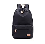 Joymoze Klassischer Einfarbiger Wasserdichter Schulrucksack für Teenager Retro Freizeit Rucksack Schwarz