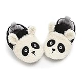 RVROVIC Baby Jungen Mädchen Kuschelige Fleece-Schuhe mit rutschfester Unterseite, Warme Wintersocken(B-Weißer Panda, 0-6 Monate)