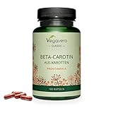 BETA CAROTIN Vegavero ® | 100% natürlich aus Karotten Extrakt | 180 Kapseln | Vegan | Vorstufe von Vitamin A