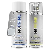 MGPRIME Autolack 2K Spraydosen Set für Volkswagen VW LA7W / 8E Reflexsilber Metallic/Brillant Silber Basislack 2 Komponenten Klarlack Sprühdose