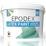 EPODEX® Latexfarbe Matt | Abriebfest Abwaschbar Strapazierfähig Geruchsarm Hohe Deckkraft | 45 Farben Polar Weiß Bunt Farbig 1-50Kg