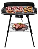 TZS First Austria Standgrill, 2000 W Elektrogrill mit Temperaturregler und Wärmereflektor, Gartengrill mit Standfüßen Grillfläche: 45cm x 22cm Inkl. Windfang Barbecue Elektrisch Tischgrill