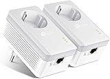 TP-Link AV600 Powerline Adapter Set TL-PA4010P KIT(600Mbit/s Homeplug AV2, mit Steckdose, 2 LAN Ports, Plug&Play, kompatibel mit allen Powerline Adaptern, ideal für Streaming, energiesparend)weiß