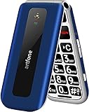 artfone Seniorenhandy ohne Vertrag, Klapphandy Mobiltelefon mit Großen Tasten, 2G GSM Handy für Senioren mit 2,4 Zoll Farbdisplay, Dual SIM, SOS Notruftaste, Taschenlampe, 1000 mAh Akku-Blau