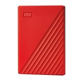 WD My Passport externe Festplatte 4 TB (mobiler Speicher, schlankes Design, herunterladbare Software, automatische Backups, Passwortschutz) Rot - auch kompatibel mit PC, Xbox und PS4