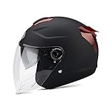 Galatée Motorradhelm für Erwachsene mit Sonnenblende, geeignet für Elektromotorräder, Motorroller und Cruiser. Verwenden Sie schlagfesten ABS- und EPS-Liner (Mattschwarz)