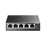 TP-Link TL-SF1005LP 5-Port Fast Ethernet PoE Switch (4 davon mit PoE-Unterstützung, 41W Watt, geschirmte RJ-45 Ports, 250m Übertragungsabdeckung, Plug-and-Play Installation, lüfterlos) Schwarz