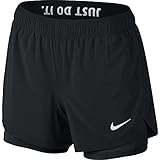 Nike Damen Flex 2in1 Trainingsshorts, Schwarz (Black/Black/White), M