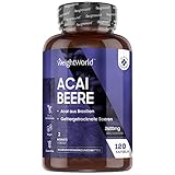 Acai Beeren 2600mg Pulver - 120 vegane Superfood Kapseln mit 5:1 Extrakt - 2 Monate Vorrat - Brasilianische gefriergetrocknete Beeren - Pure Acai Berry Powder (Freeze-Dried) - von WeightWorld