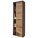 trendteam smart living Badezimmer Badhochschrank hängend Bay, Eiche Riviera honig, 48 x 160 x 31 cm in Beton dunkel