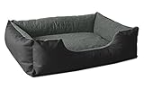 BedDog® Hundebett LUPI, Hundesofa aus Cordura, Microfaser-Velours, waschbares Hundebett mit Rand, Hundekissen Vier-eckig, für drinnen, draußen, XL, The-Rock, schwarz-grau