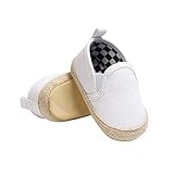 DEBAIJIA Lauflernschuhe Baby Segeltuchschuhe 0-6M Kinder Turnschuhe Jungen Leichtes Leinen Schuhe Mädchen Weiche Sohle 17 EU Weiß (0-6)