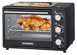 3in1 Mini Backofen 20 Liter mit Umluft inkl. Warmhalteplatte | Minibackofen | Pizza-Ofen | Krümelblech | zuschaltbare Umluft | Temperatur 100-230°C | abnehmbare Grillplatte | 60 min.Timer | 1300W