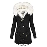 MA87 Schwarz/Grün/Khaki/Marine/Rosa/rot Damen Jacke Parka Mantel warme Übergangsjacke gefüttert, Warme Damen Winter Jacke Winterjacke Steppjacke gefüttert Kunstfell