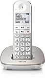 Philips XL4901S / 23 - Fixed Wireless Telefon (16 Stunden, Headset kompatibel, Direktwahl, freihändig, My Sound, 2 Nummern pro Kontakt, rutschfest, Noise Reduction) Weiß/Gold