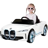 Actionbikes Motors Kinder Elektroauto BMW i4 | 2.4 Ghz Fernbedienung - 6 Volt 7 AH Batterie - 1x 25 Watt Motor - Bluetooth - Elektro Auto für Kinder ab 3 Jahre (BMW i4 Weiß)