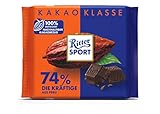 Neues Design: RITTER SPORT Die Kräftige 74 % aus Peru 100 g, pure Edel-Bitterschokolade aus hochwertigem Kakao, dunkle Tafel Schokolade mit kräftigem Kakaogeschmack