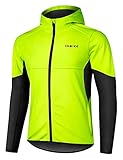 INBIKE Fahrradjacke mit Kapuze softshelljacke warm wasserdicht winddicht mit 2 Taschen für Laufen Joggen Bergsteigen Herren Stehkragen,3XL