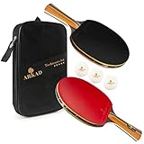 𝐀𝐑𝐊𝐀𝐃 Tischtennis-Set [Extra starker Grip] • 2 Tischtennisschläger + 3 Premium Tischtennisbälle • Freizeit Tischtennisschläger Profi Set für Outdoor & Indoor Spiele