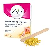 Veet Wachsperlen mit Bienenwachs - Waxing Perlen für elektrische Wachsgeräte oder Wasserbad - 1 x 230 g mit Holzspatel